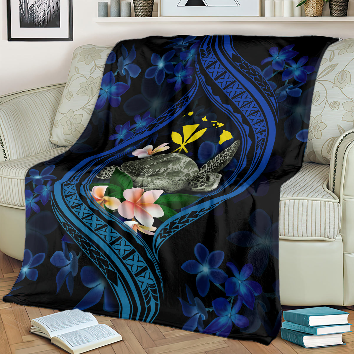 Hawaii Turtle Plumeria Flower Fanciful Blanket LT03 - Polynesian Pride