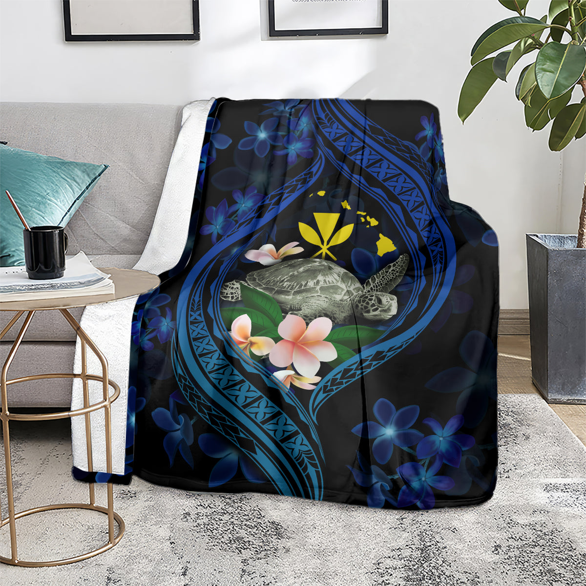 Hawaii Turtle Plumeria Flower Fanciful Blanket LT03 - Polynesian Pride