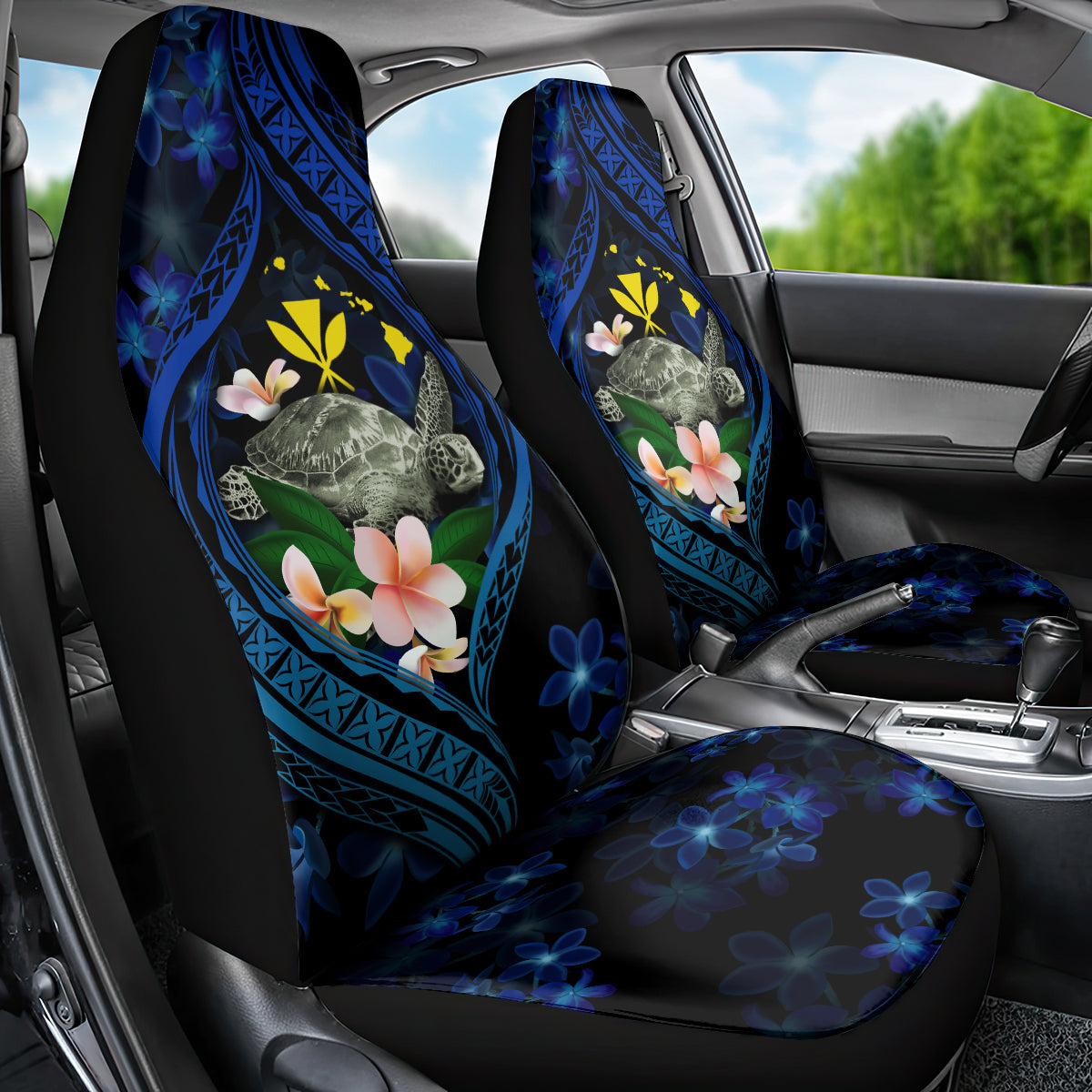 Hawaii Turtle Plumeria Flower Fanciful Car Seat Cover LT03 - Polynesian Pride