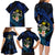 Hawaii Turtle Plumeria Flower Fanciful Family Matching Long Sleeve Bodycon Dress and Hawaiian Shirt