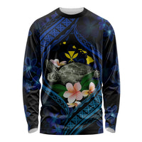 Hawaii Turtle Plumeria Flower Fanciful Long Sleeve Shirt LT03 Unisex Black - Polynesian Pride