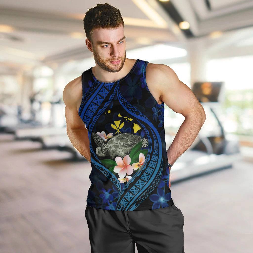 Hawaii Turtle Plumeria Flower Fanciful Men Tank Top LT03 Black - Polynesian Pride