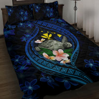 Hawaii Turtle Plumeria Flower Fanciful Quilt Bed Set LT03 Black - Polynesian Pride