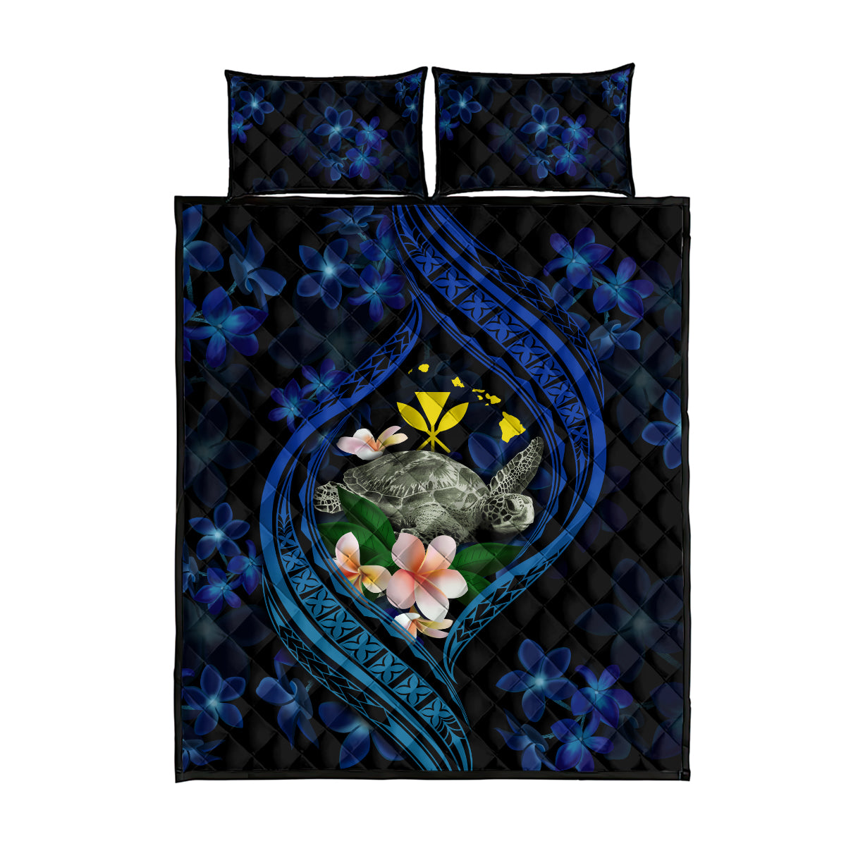 Hawaii Turtle Plumeria Flower Fanciful Quilt Bed Set LT03 - Polynesian Pride