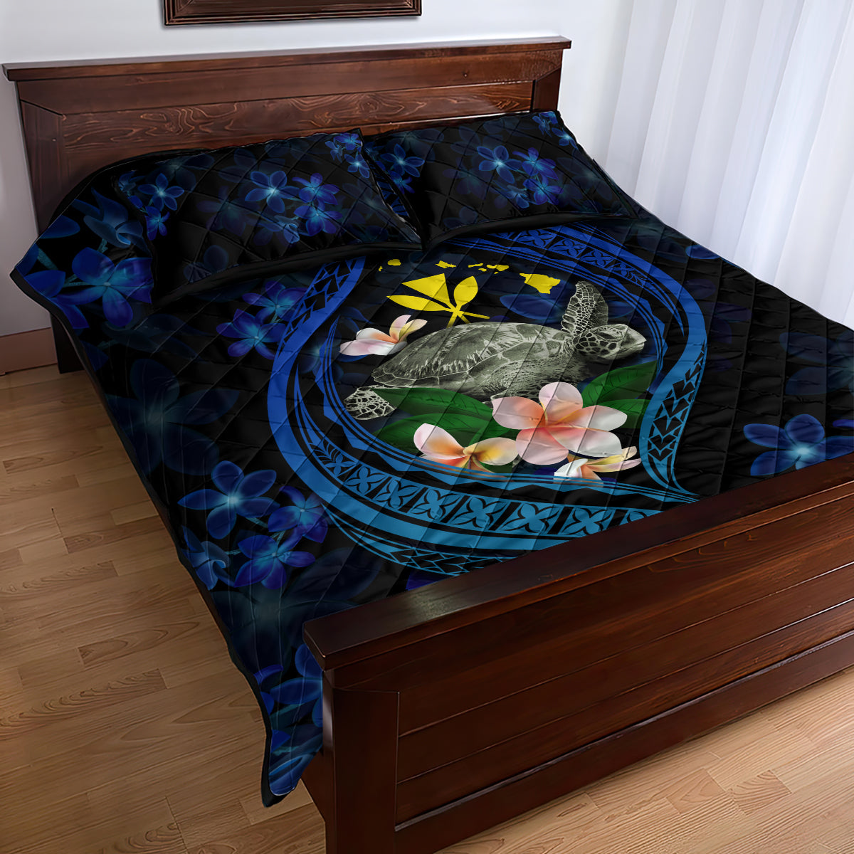 Hawaii Turtle Plumeria Flower Fanciful Quilt Bed Set LT03 - Polynesian Pride