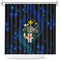 Hawaii Turtle Plumeria Flower Fanciful Shower Curtain LT03 Black - Polynesian Pride