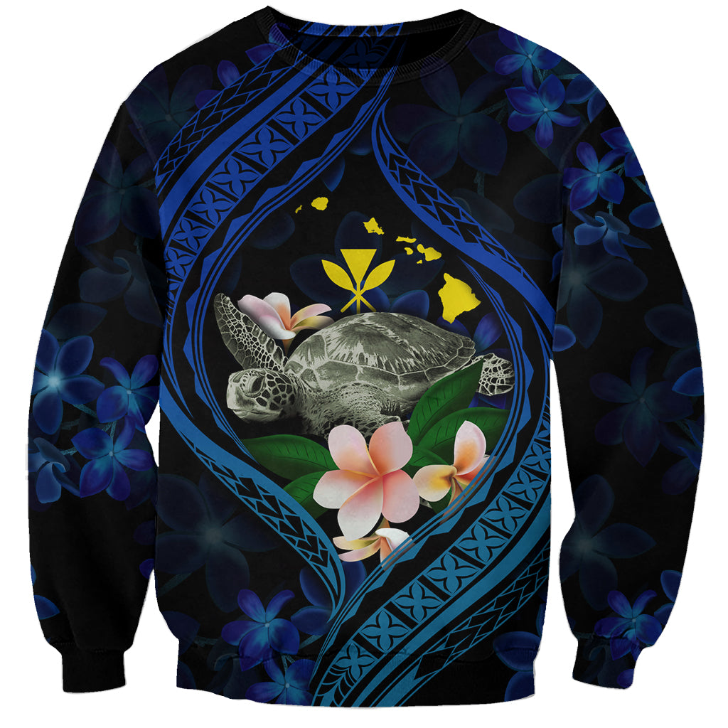 Hawaii Turtle Plumeria Flower Fanciful Sweatshirt LT03 Unisex Black - Polynesian Pride