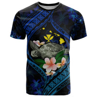 Hawaii Turtle Plumeria Flower Fanciful T Shirt LT03 Black - Polynesian Pride