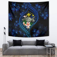 Hawaii Turtle Plumeria Flower Fanciful Tapestry LT03 Black - Polynesian Pride