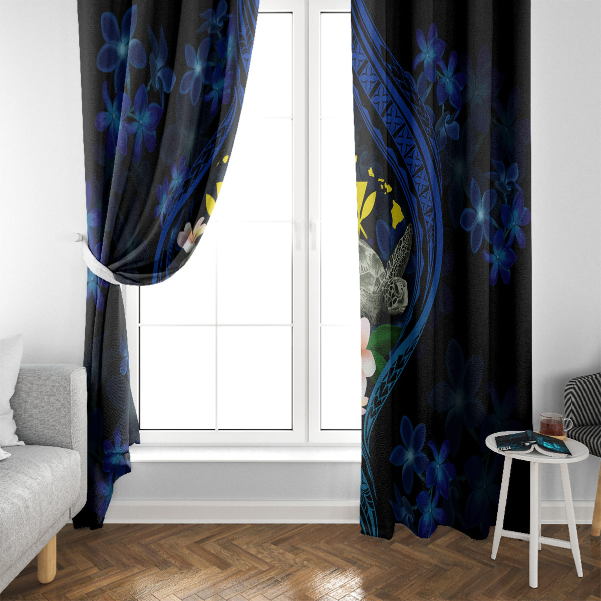 Hawaii Turtle Plumeria Flower Fanciful Window Curtain LT03 - Polynesian Pride