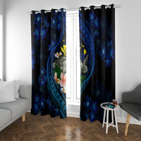 Hawaii Turtle Plumeria Flower Fanciful Window Curtain LT03 With Grommets Black - Polynesian Pride