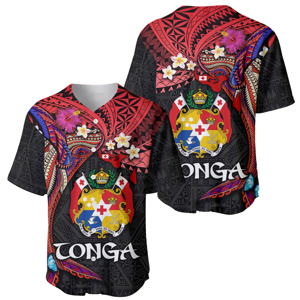 Tonga Emancipation Day Baseball Jersey Ngatu Humpback Whale Polynesian Flower LT03 - Polynesian Pride