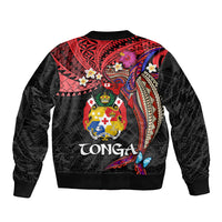 Tonga Emancipation Day Bomber Jacket Ngatu Humpback Whale Polynesian Flower LT03 - Polynesian Pride