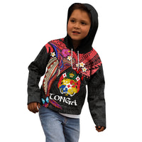 Tonga Emancipation Day Kid Hoodie Ngatu Humpback Whale Polynesian Flower LT03 - Polynesian Pride