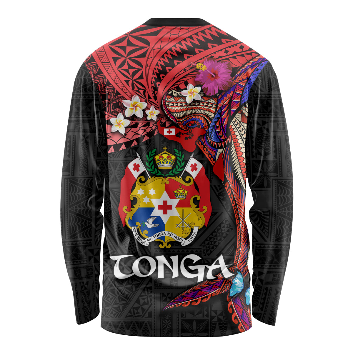 Tonga Emancipation Day Long Sleeve Shirt Ngatu Humpback Whale Polynesian Flower LT03 - Polynesian Pride