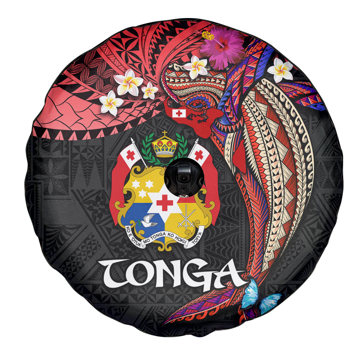 Tonga Emancipation Day Spare Tire Cover Ngatu Humpback Whale Polynesian Flower LT03 - Polynesian Pride