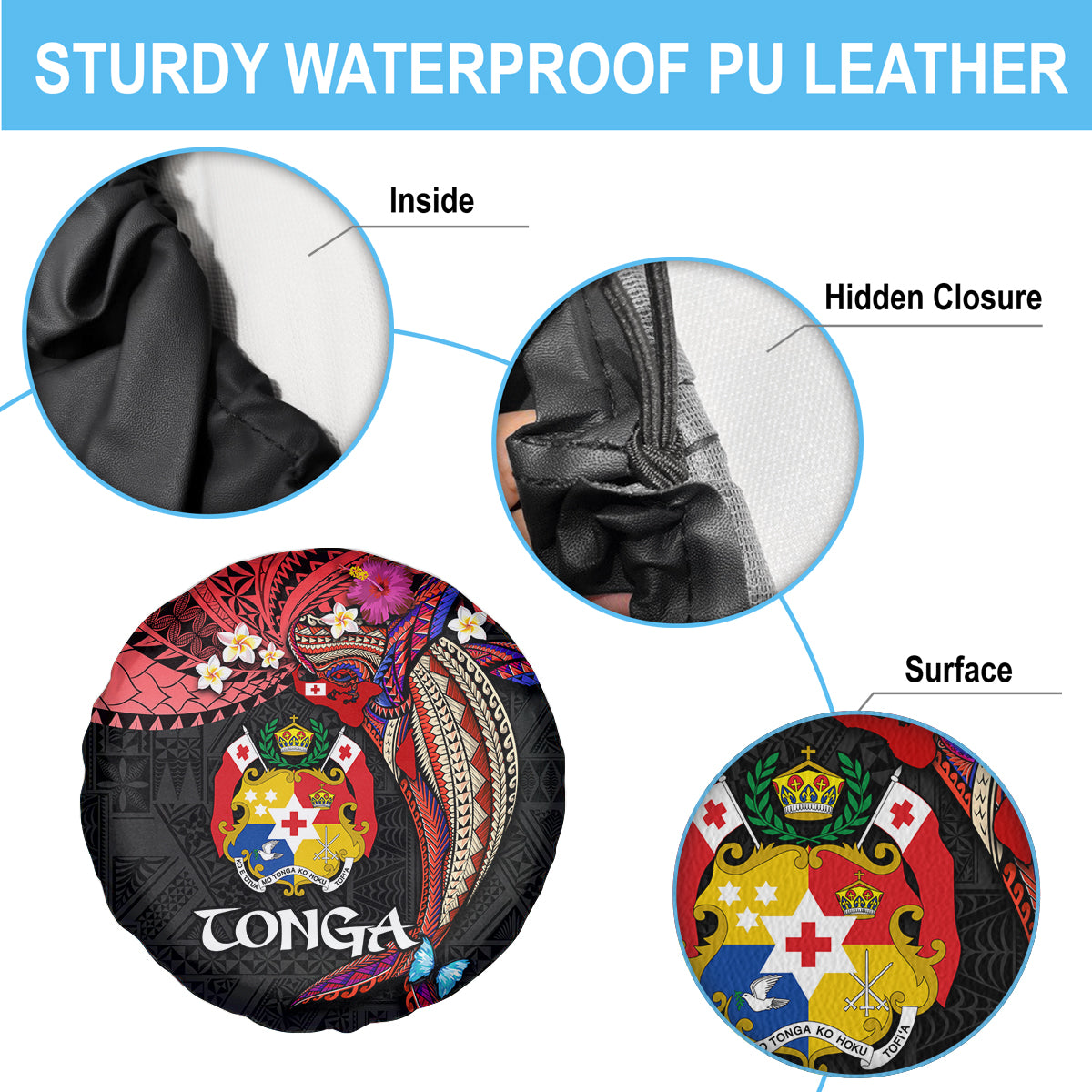 Tonga Emancipation Day Spare Tire Cover Ngatu Humpback Whale Polynesian Flower LT03 - Polynesian Pride