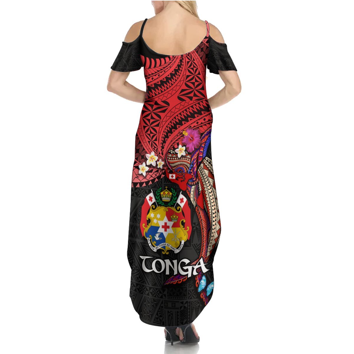 Tonga Emancipation Day Summer Maxi Dress Ngatu Humpback Whale Polynesian Flower LT03 - Polynesian Pride