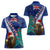 New Zealand Christmas Women Polo Shirt Kiwi Bird Santa and Silver Fern Funny Haka Dance