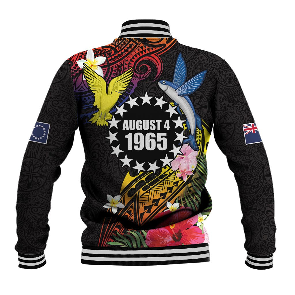 Cook Islands Independence Day Baseball Jacket Maroro and Kakaia with Hibiscus Flower Polynesian Pattern LT03 - Polynesian Pride
