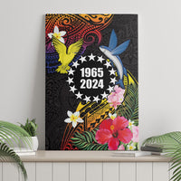Cook Islands Independence Day Canvas Wall Art Maroro and Kakaia with Hibiscus Flower Polynesian Pattern LT03 - Polynesian Pride