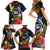 Cook Islands Independence Day Family Matching Short Sleeve Bodycon Dress and Hawaiian Shirt Maroro and Kakaia with Hibiscus Flower Polynesian Pattern