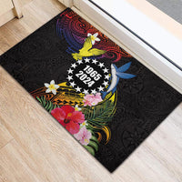Cook Islands Independence Day Rubber Doormat Maroro and Kakaia with Hibiscus Flower Polynesian Pattern LT03 - Polynesian Pride
