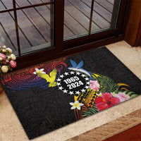Cook Islands Independence Day Rubber Doormat Maroro and Kakaia with Hibiscus Flower Polynesian Pattern LT03 - Polynesian Pride