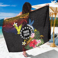 Cook Islands Independence Day Sarong Maroro and Kakaia with Hibiscus Flower Polynesian Pattern LT03 One Size 44 x 66 inches Black - Polynesian Pride