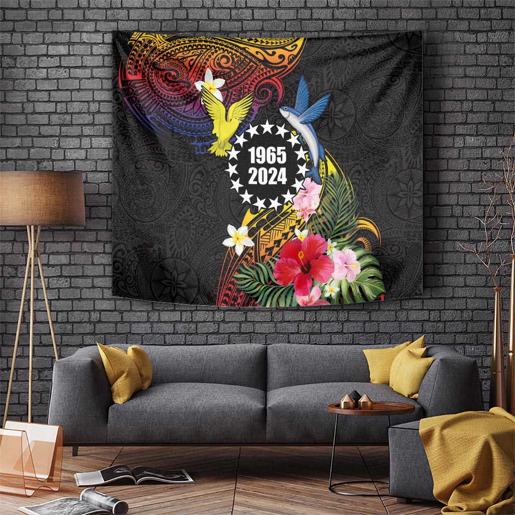 Cook Islands Independence Day Tapestry Maroro and Kakaia with Hibiscus Flower Polynesian Pattern LT03 - Polynesian Pride