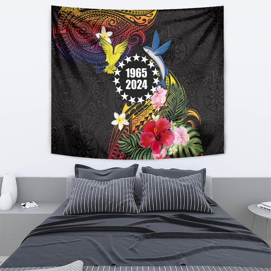 Cook Islands Independence Day Tapestry Maroro and Kakaia with Hibiscus Flower Polynesian Pattern LT03 - Polynesian Pride