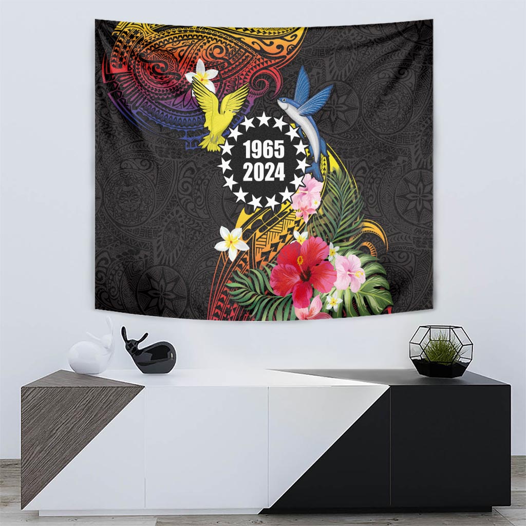 Cook Islands Independence Day Tapestry Maroro and Kakaia with Hibiscus Flower Polynesian Pattern LT03 - Polynesian Pride