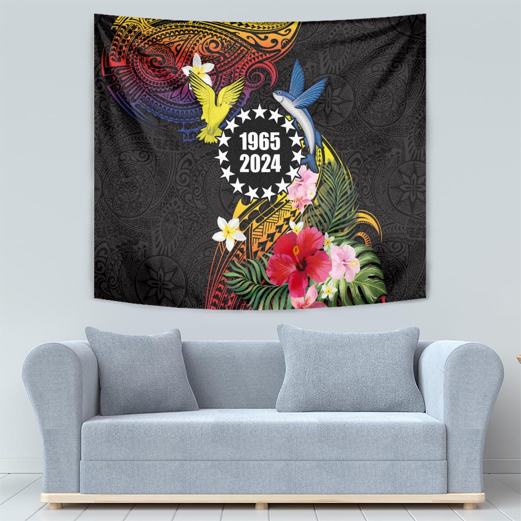 Cook Islands Independence Day Tapestry Maroro and Kakaia with Hibiscus Flower Polynesian Pattern LT03 - Polynesian Pride