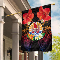 French Polynesia Bastille Day Garden Flag Tiare Flower and National Seal Polynesian Pattern LT03 House Flag Black - Polynesian Pride