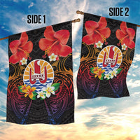 French Polynesia Bastille Day Garden Flag Tiare Flower and National Seal Polynesian Pattern LT03 - Polynesian Pride