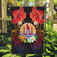French Polynesia Bastille Day Garden Flag Tiare Flower and National Seal Polynesian Pattern LT03 Garden Flag Black - Polynesian Pride