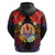 French Polynesia Bastille Day Hoodie Tiare Flower and National Seal Polynesian Pattern