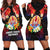 French Polynesia Bastille Day Hoodie Dress Tiare Flower and National Seal Polynesian Pattern