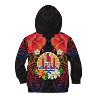 French Polynesia Bastille Day Kid Hoodie Tiare Flower and National Seal Polynesian Pattern LT03 - Polynesian Pride