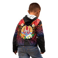 French Polynesia Bastille Day Kid Hoodie Tiare Flower and National Seal Polynesian Pattern LT03 - Polynesian Pride