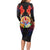 French Polynesia Bastille Day Long Sleeve Bodycon Dress Tiare Flower and National Seal Polynesian Pattern