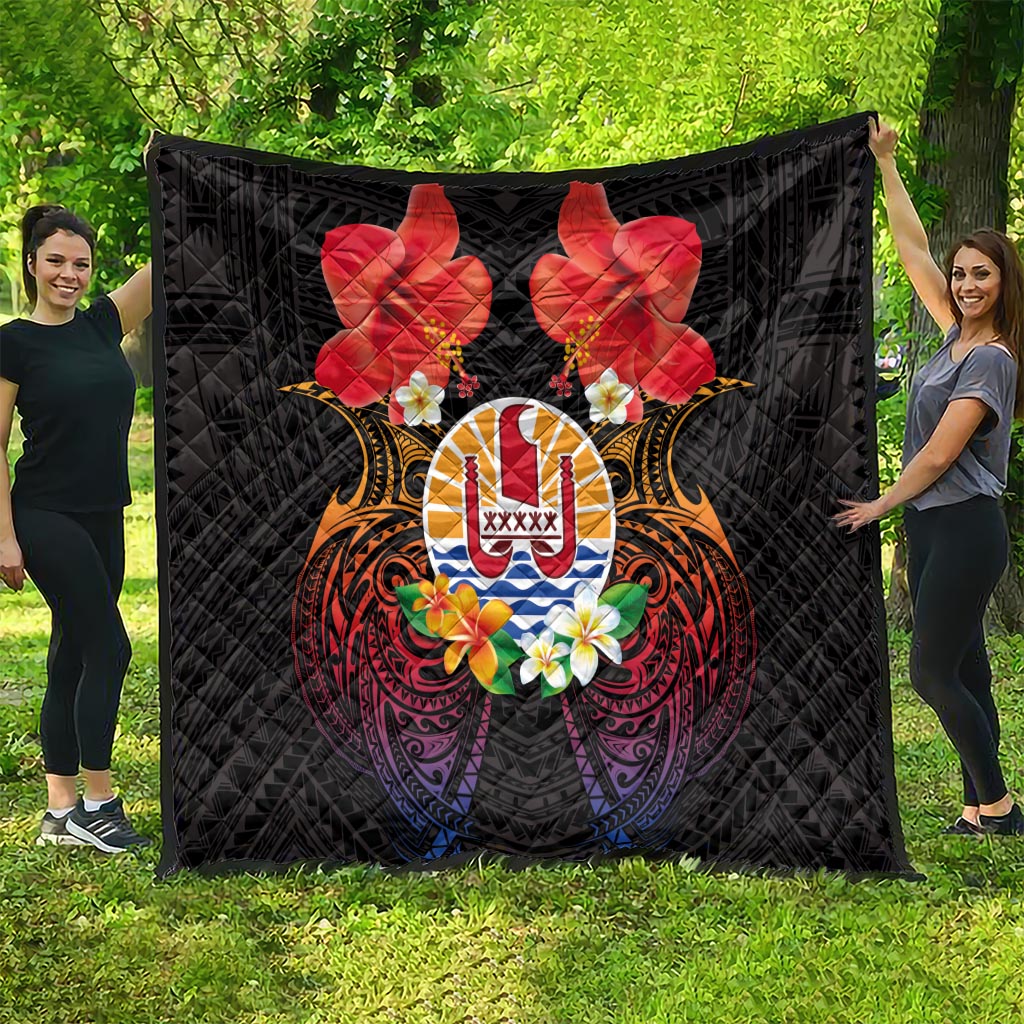 French Polynesia Bastille Day Quilt Tiare Flower and National Seal Polynesian Pattern LT03 - Polynesian Pride