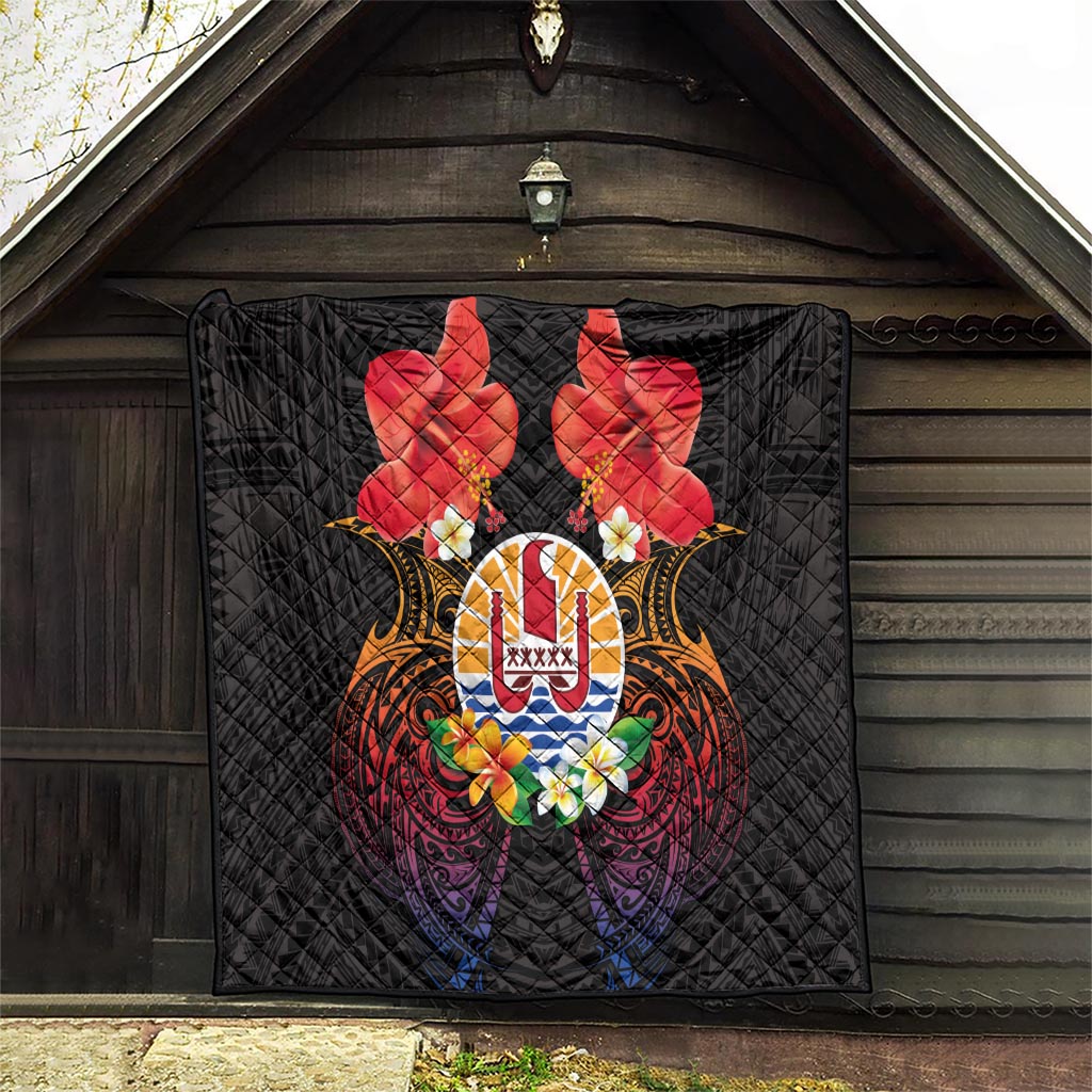French Polynesia Bastille Day Quilt Tiare Flower and National Seal Polynesian Pattern LT03 - Polynesian Pride