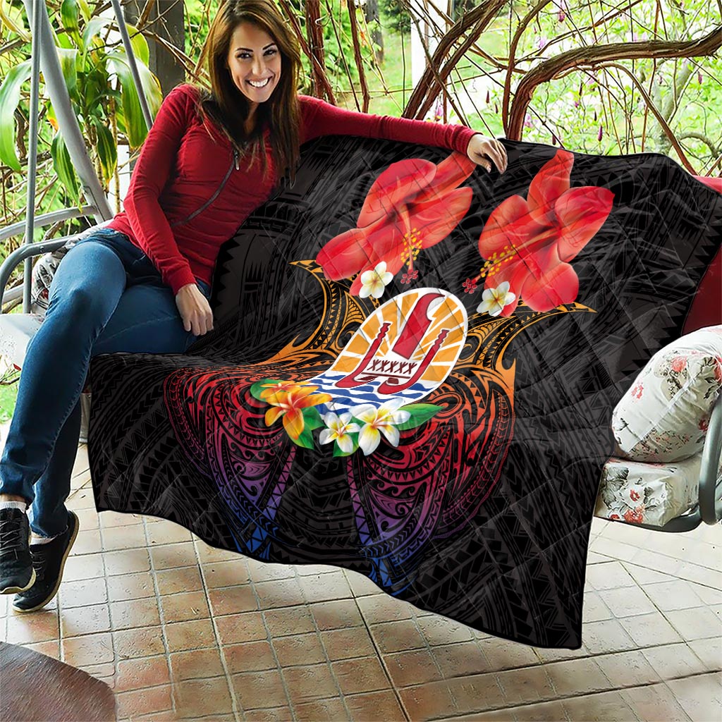 French Polynesia Bastille Day Quilt Tiare Flower and National Seal Polynesian Pattern LT03 - Polynesian Pride