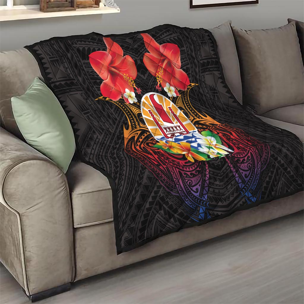 French Polynesia Bastille Day Quilt Tiare Flower and National Seal Polynesian Pattern LT03 - Polynesian Pride