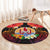 French Polynesia Bastille Day Round Carpet Tiare Flower and National Seal Polynesian Pattern