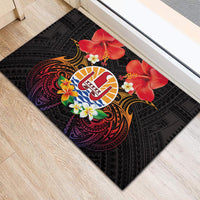 French Polynesia Bastille Day Rubber Doormat Tiare Flower and National Seal Polynesian Pattern LT03 - Polynesian Pride