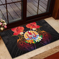 French Polynesia Bastille Day Rubber Doormat Tiare Flower and National Seal Polynesian Pattern LT03 - Polynesian Pride