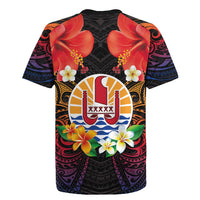 French Polynesia Bastille Day Rugby Jersey Tiare Flower and National Seal Polynesian Pattern LT03 - Polynesian Pride