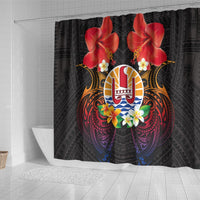 French Polynesia Bastille Day Shower Curtain Tiare Flower and National Seal Polynesian Pattern LT03 - Polynesian Pride